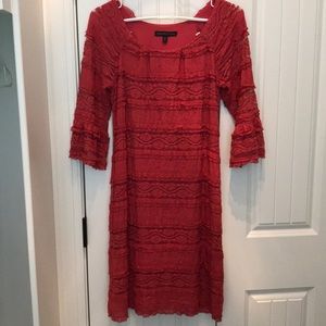 Country chic dark coral flare sleeve dress